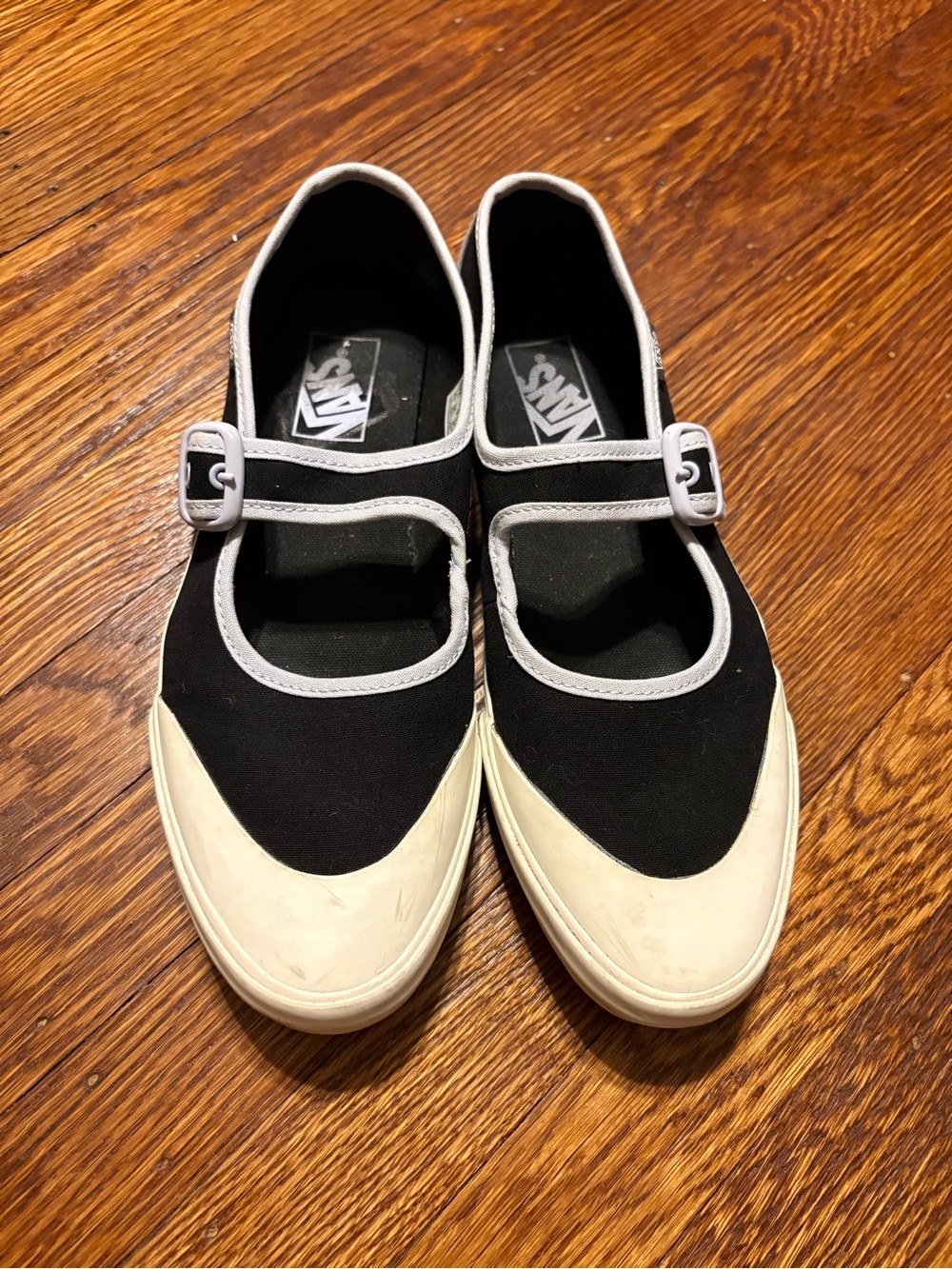 Vans Black and White Mary Jane Canvas Flats